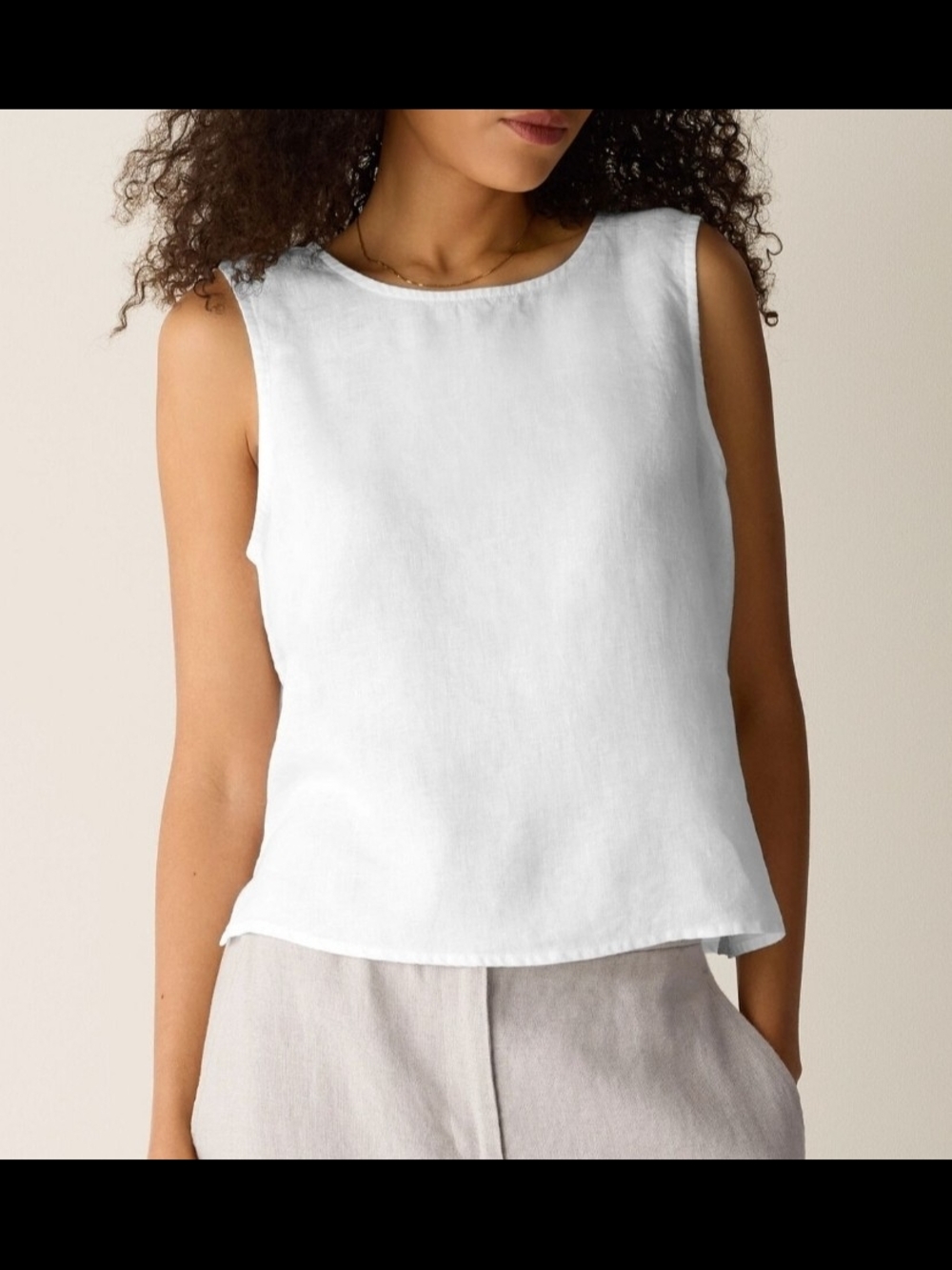 Eileen Fisher |  White Sleeveless Linen Shell